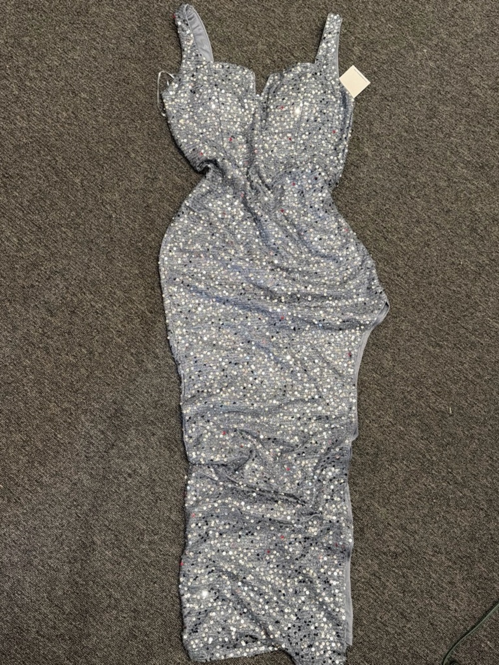 Fashion Nova Silver-Gray Sequin Maxi Dress